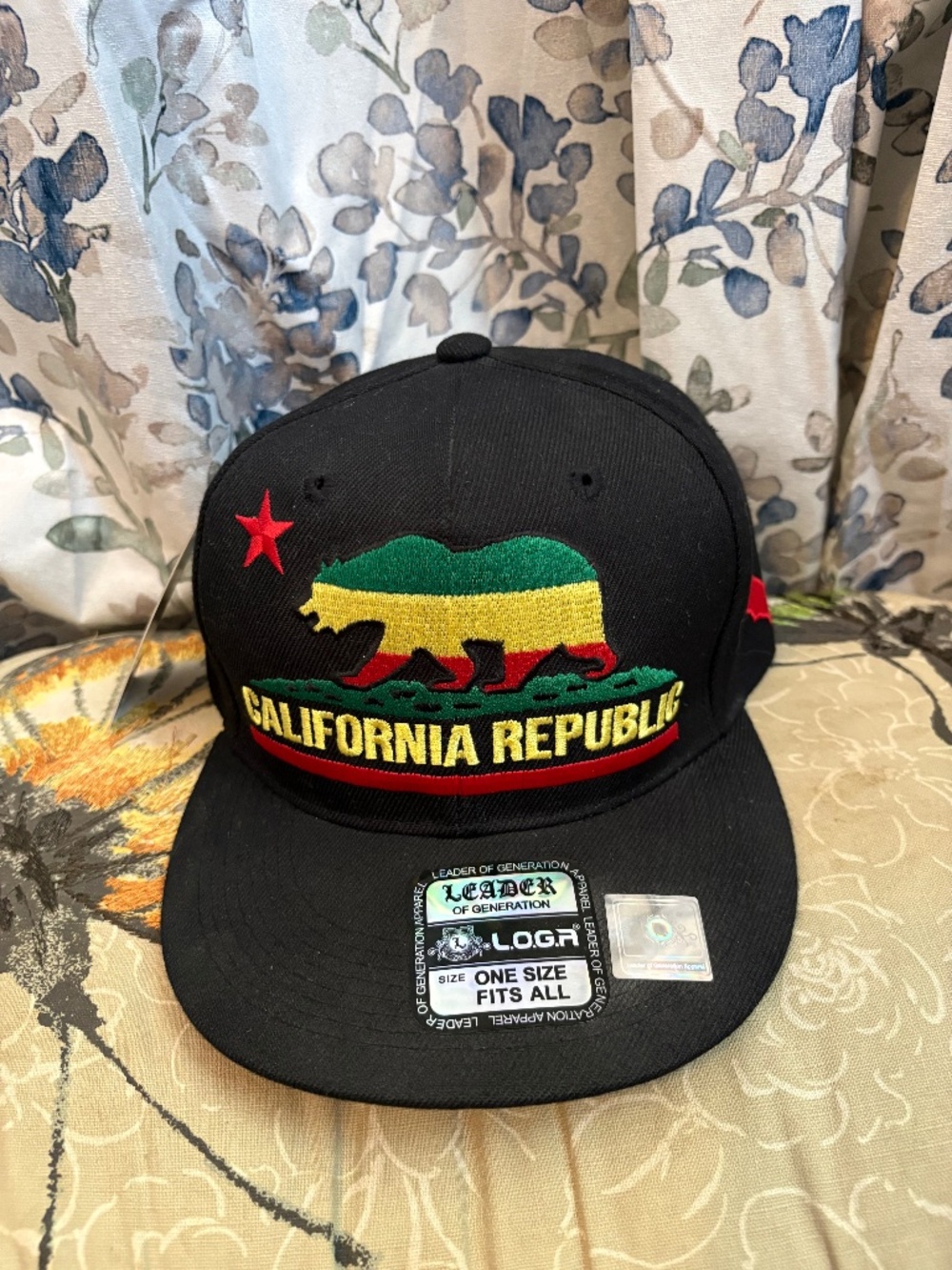 L.O.G.A. California Republic Flat Bill Cap Rasta